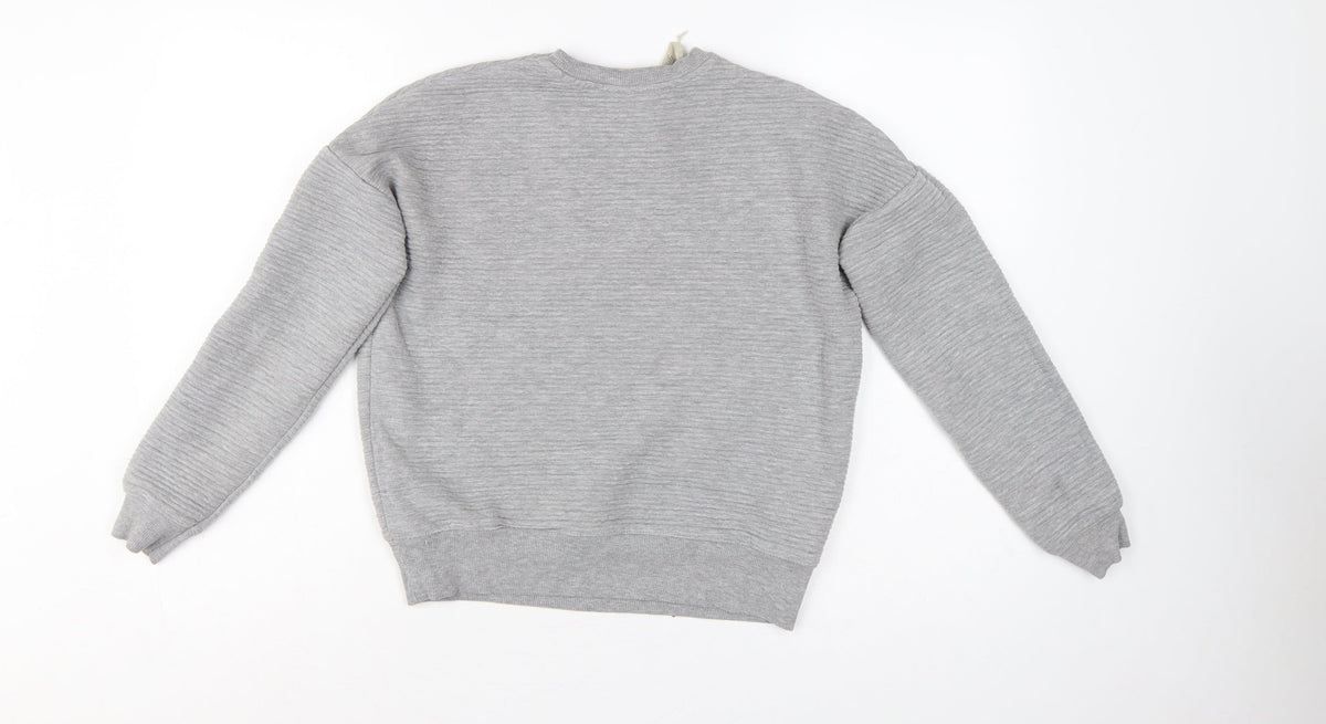 Zara Trafaluc Women Grey S Pullover Crew Neck Sweatshirt