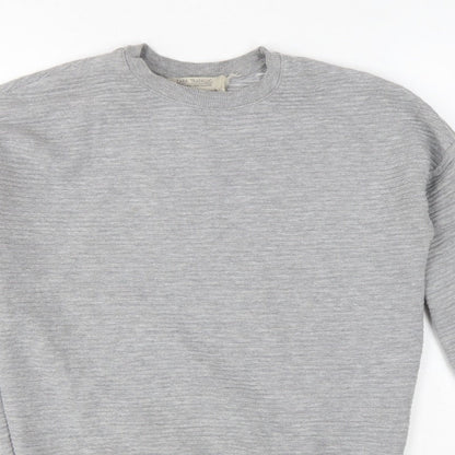 Zara Trafaluc Women Grey S Pullover Crew Neck Sweatshirt