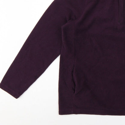 Cotton Traders Men’s Purple L 1/4 Zip Fleece Pullover Sweatshirt