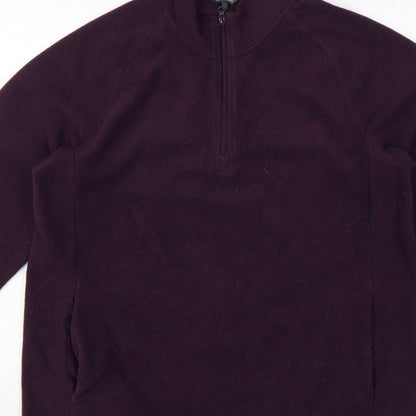 Cotton Traders Men’s Purple L 1/4 Zip Fleece Pullover Sweatshirt