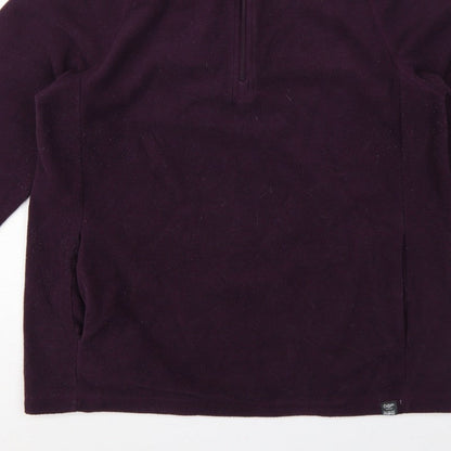 Cotton Traders Men’s Purple L 1/4 Zip Fleece Pullover Sweatshirt