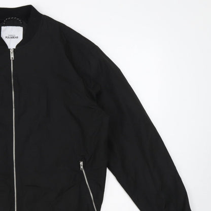 Pull&Bear Men’s Black L Bomber Jacket Full Zip Lined