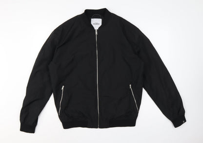 Pull&Bear Men’s Black L Bomber Jacket Full Zip Lined