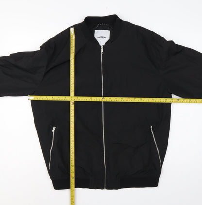 Pull&Bear Men’s Black L Bomber Jacket Full Zip Lined