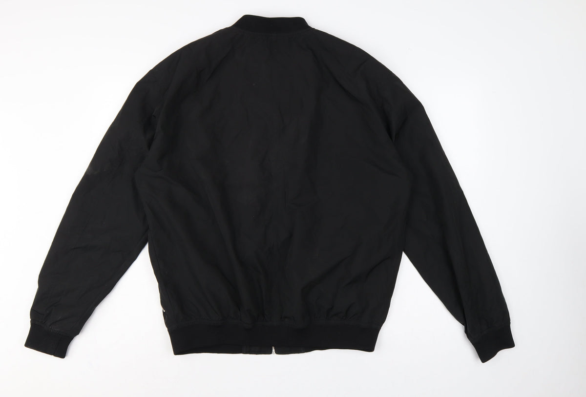 Pull&Bear Men’s Black L Bomber Jacket Full Zip Lined
