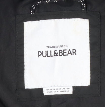Pull&Bear Men’s Black L Bomber Jacket Full Zip Lined