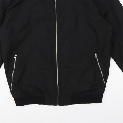 Pull&Bear Men’s Black L Bomber Jacket Full Zip Lined