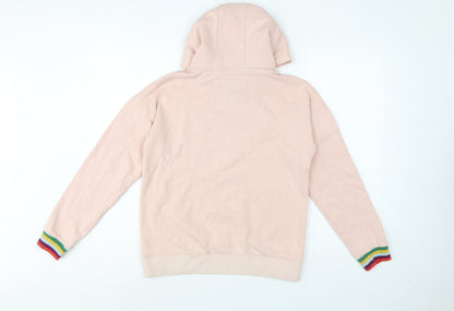 Boden Girls Pink 11-12 Years Pullover Hoodie Glitter Star Rainbow