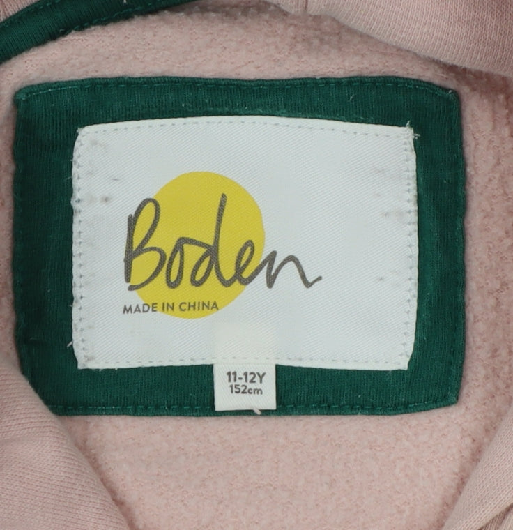 Boden Girls Pink 11-12 Years Pullover Hoodie Glitter Star Rainbow