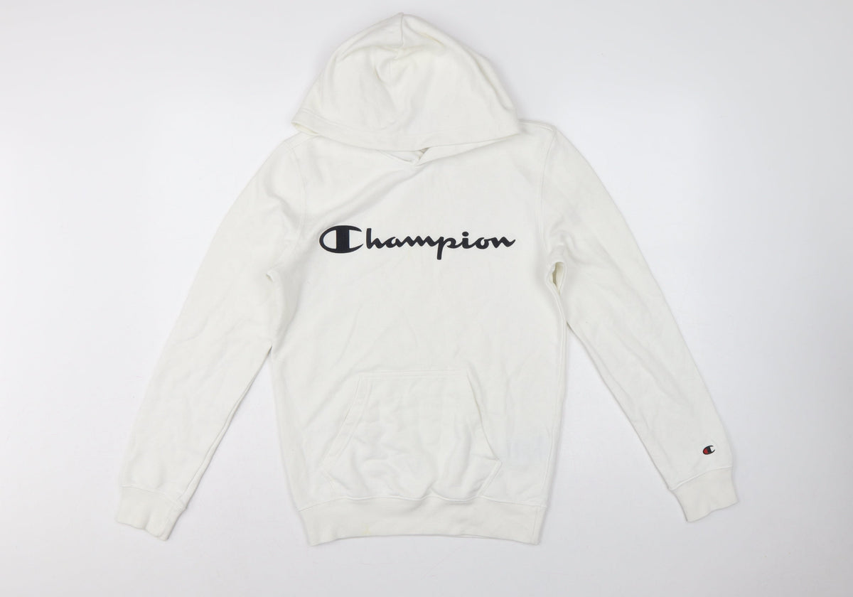 Champion Men’s Ivory XS Pullover Logo Hoodie Hooded Fleece