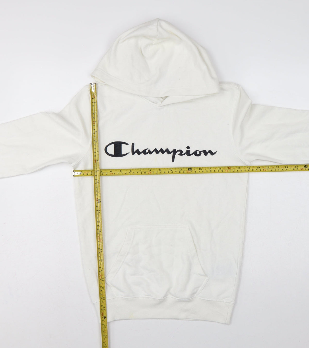 Champion Men’s Ivory XS Pullover Logo Hoodie Hooded Fleece