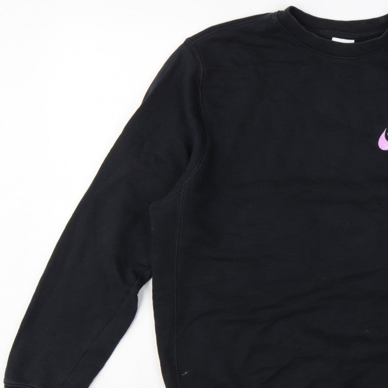Nike Men Black M Pullover Crew Neck Embroidered Logo Sweatshirt