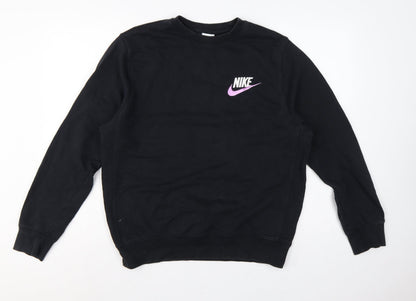 Nike Men Black M Pullover Crew Neck Embroidered Logo Sweatshirt