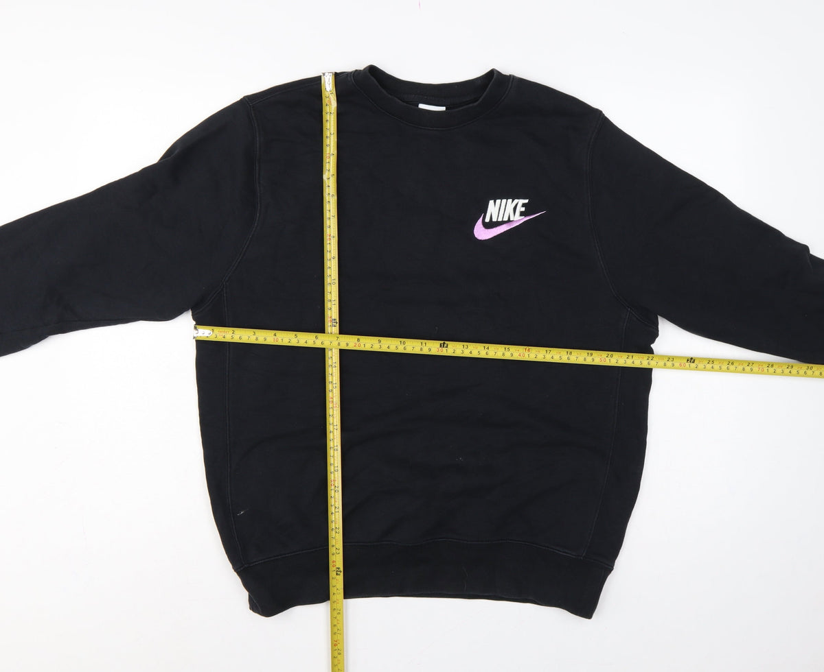 Nike Men Black M Pullover Crew Neck Embroidered Logo Sweatshirt