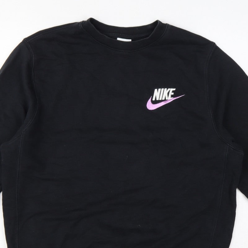 Nike Men Black M Pullover Crew Neck Embroidered Logo Sweatshirt