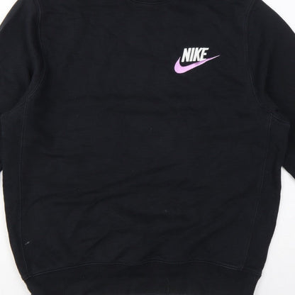 Nike Men Black M Pullover Crew Neck Embroidered Logo Sweatshirt