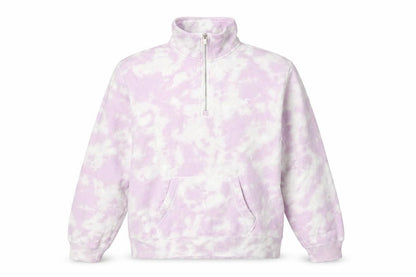 Hollister Women Pink Tie Dye S Quarter Zip Sweatshirt Kangaroo Pocket