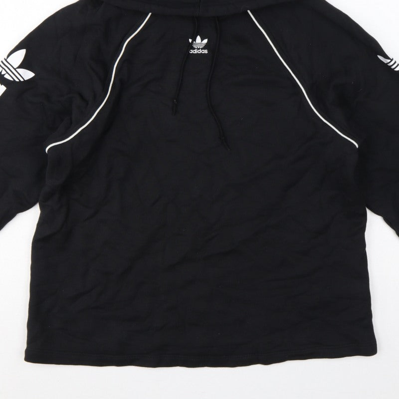 Adidas Women Black UK 8 Pullover Hoodie Logo Raglan Sleeve Cotton