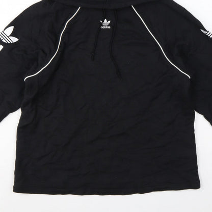 Adidas Women Black UK 8 Pullover Hoodie Logo Raglan Sleeve Cotton