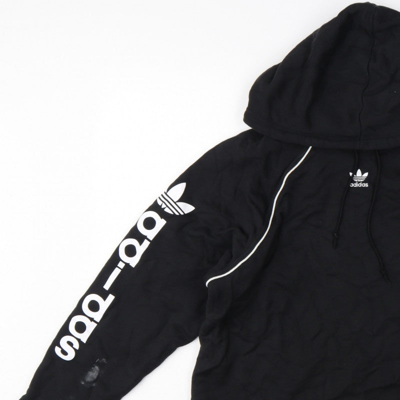 Adidas Women Black UK 8 Pullover Hoodie Logo Raglan Sleeve Cotton