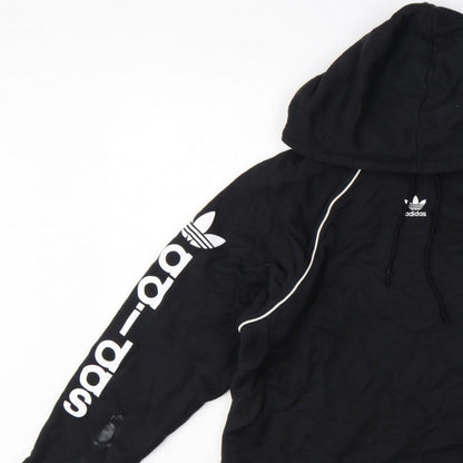 Adidas Women Black UK 8 Pullover Hoodie Logo Raglan Sleeve Cotton
