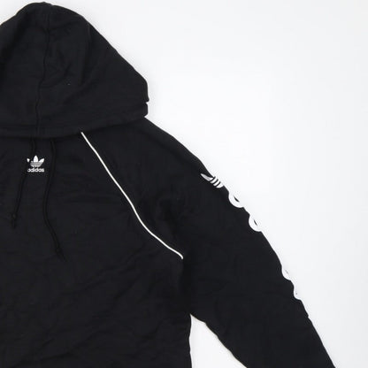 Adidas Women Black UK 8 Pullover Hoodie Logo Raglan Sleeve Cotton