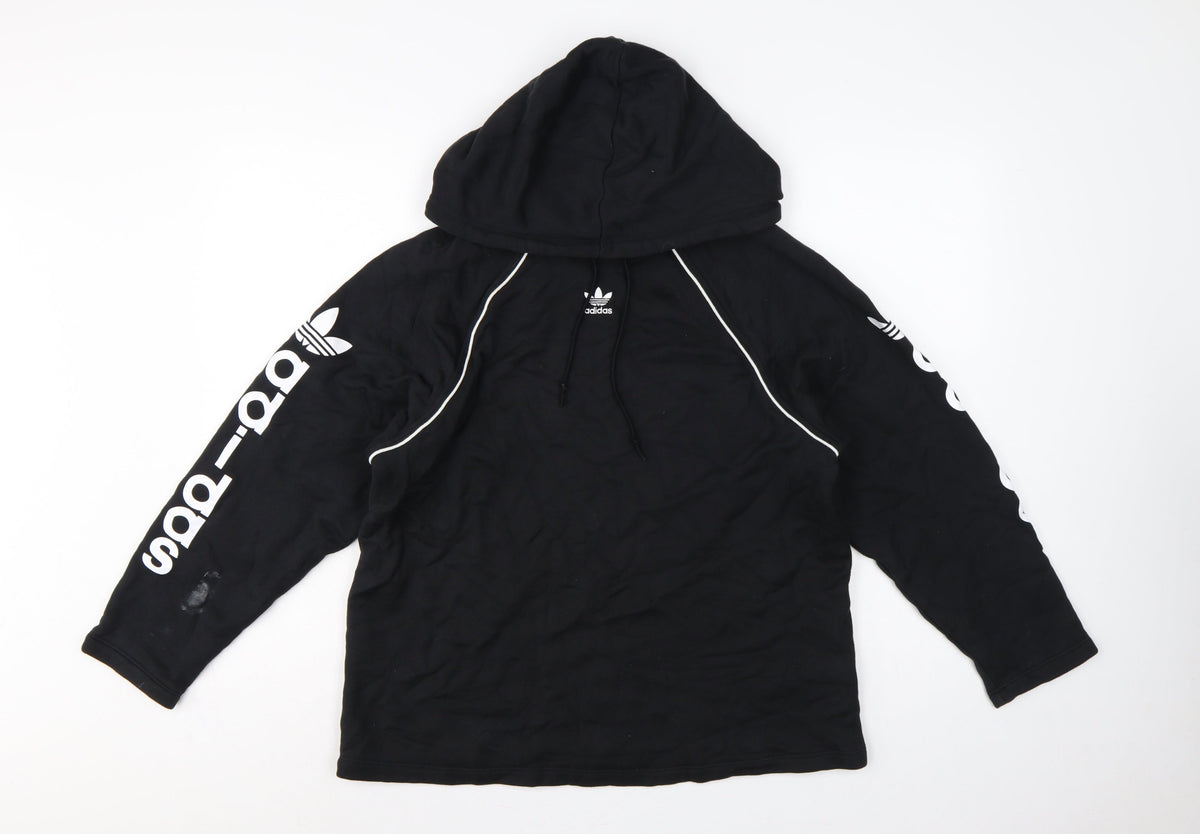 Adidas Women Black UK 8 Pullover Hoodie Logo Raglan Sleeve Cotton