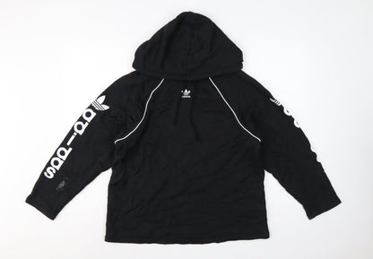 Adidas Women Black UK 8 Pullover Hoodie Logo Raglan Sleeve Cotton