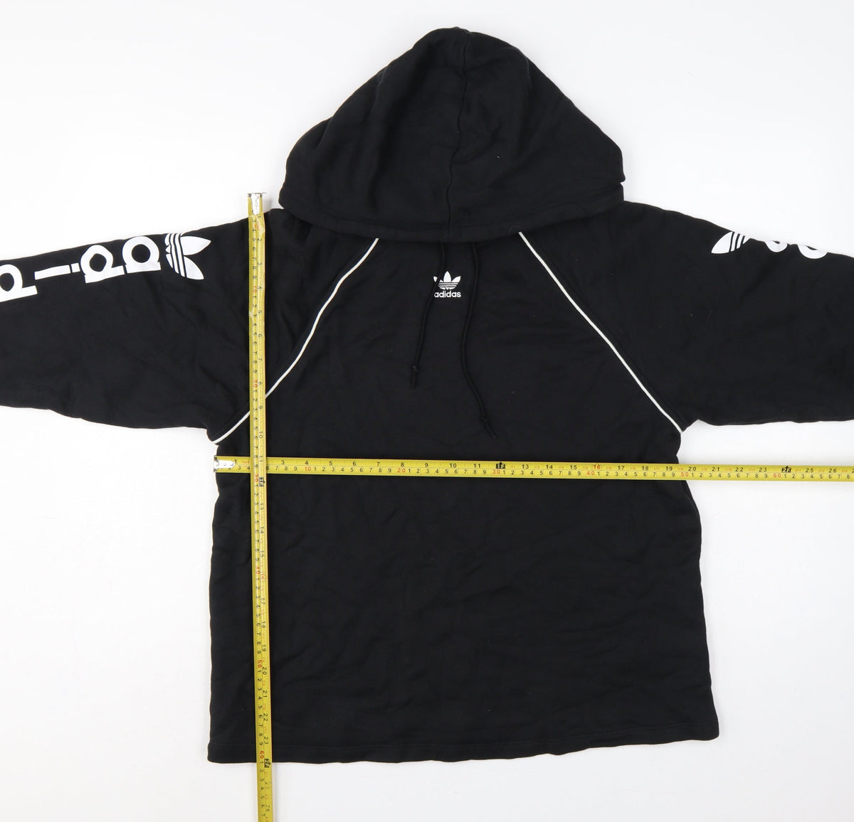 Adidas Women Black UK 8 Pullover Hoodie Logo Raglan Sleeve Cotton