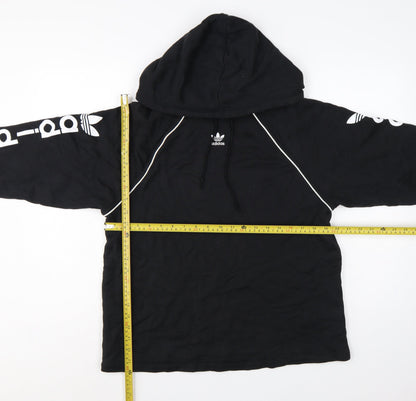 Adidas Women Black UK 8 Pullover Hoodie Logo Raglan Sleeve Cotton