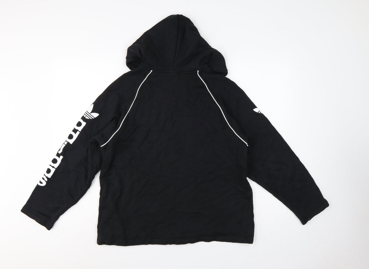 Adidas Women Black UK 8 Pullover Hoodie Logo Raglan Sleeve Cotton