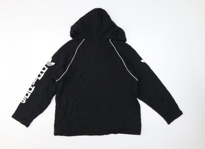 Adidas Women Black UK 8 Pullover Hoodie Logo Raglan Sleeve Cotton