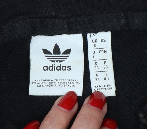Adidas Women Black UK 8 Pullover Hoodie Logo Raglan Sleeve Cotton