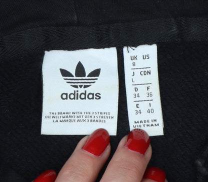 Adidas Women Black UK 8 Pullover Hoodie Logo Raglan Sleeve Cotton
