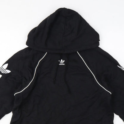 Adidas Women Black UK 8 Pullover Hoodie Logo Raglan Sleeve Cotton