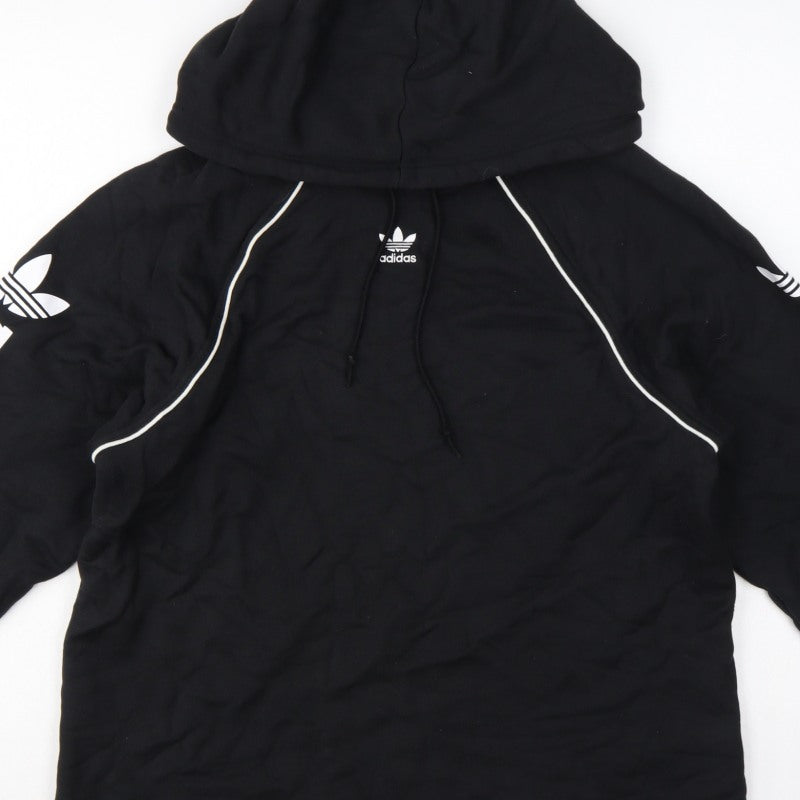 Adidas Women Black UK 8 Pullover Hoodie Logo Raglan Sleeve Cotton