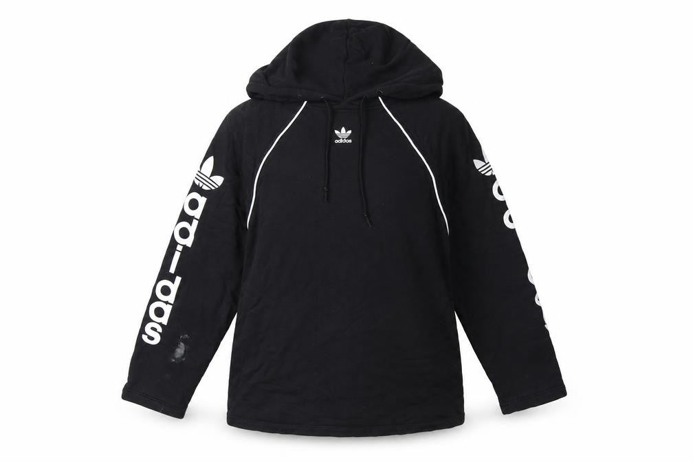 Adidas Women Black UK 8 Pullover Hoodie Logo Raglan Sleeve Cotton