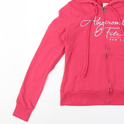 Abercrombie & Fitch Women’s Pink L Full Zip Logo Hoodie