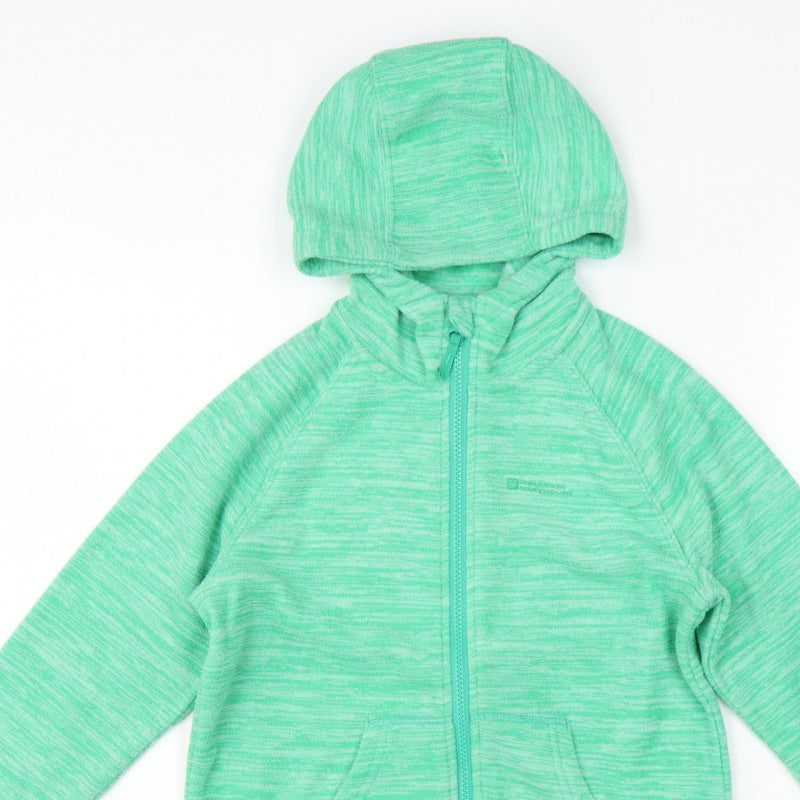 Mountain Warehouse Girls Green 11-12 Years Hooded Full Zip Fleece Jacket