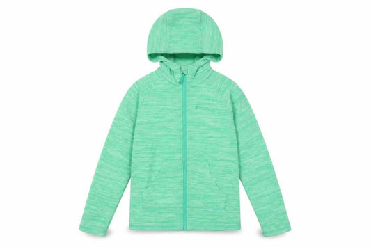 Front view of Mountain Warehouse girls’ green 11-12 years hooded full zip fleece jacket