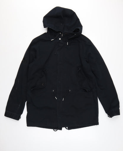 Pretty Green Men’s Black M Hooded Cotton Parka Jacket Logo