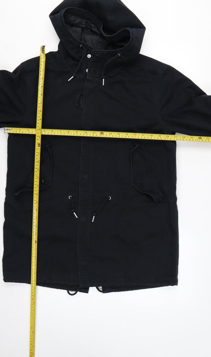 Pretty Green Men’s Black M Hooded Cotton Parka Jacket Logo