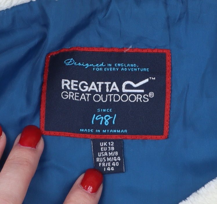 Regatta Women Blue UK 12 Long Quilted Puffer Coat Faux Fur Collar
