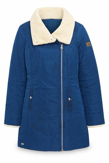 Regatta Women Blue UK 12 Long Quilted Puffer Coat Faux Fur Collar