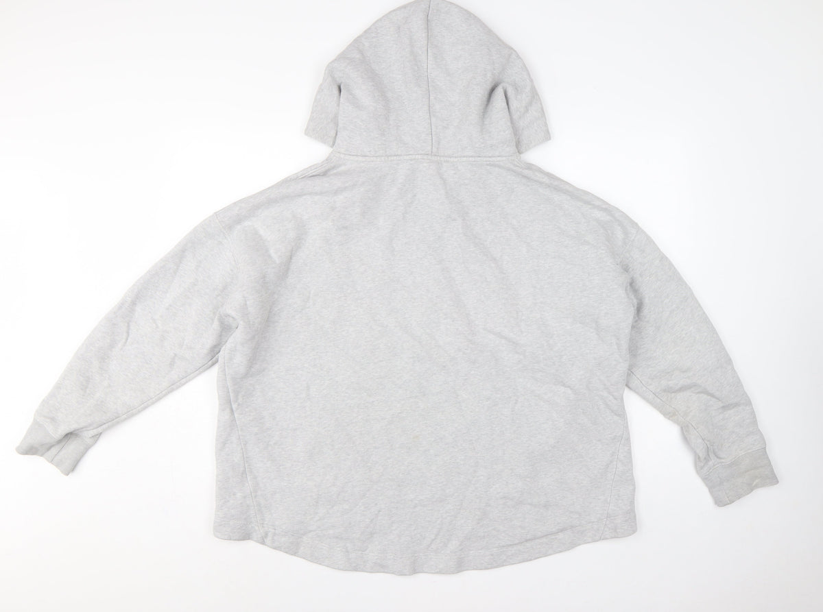 AllSaints Women’s Grey Medium Logo Pullover Hoodie Cotton Blend