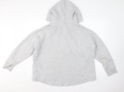 AllSaints Women’s Grey Medium Logo Pullover Hoodie Cotton Blend