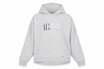 AllSaints Women’s Grey Medium Logo Pullover Hoodie Cotton Blend