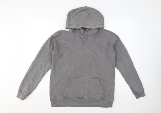 Back view of Abercrombie Kids boys’ grey pullover hoodie 15-16 years fleece pocket