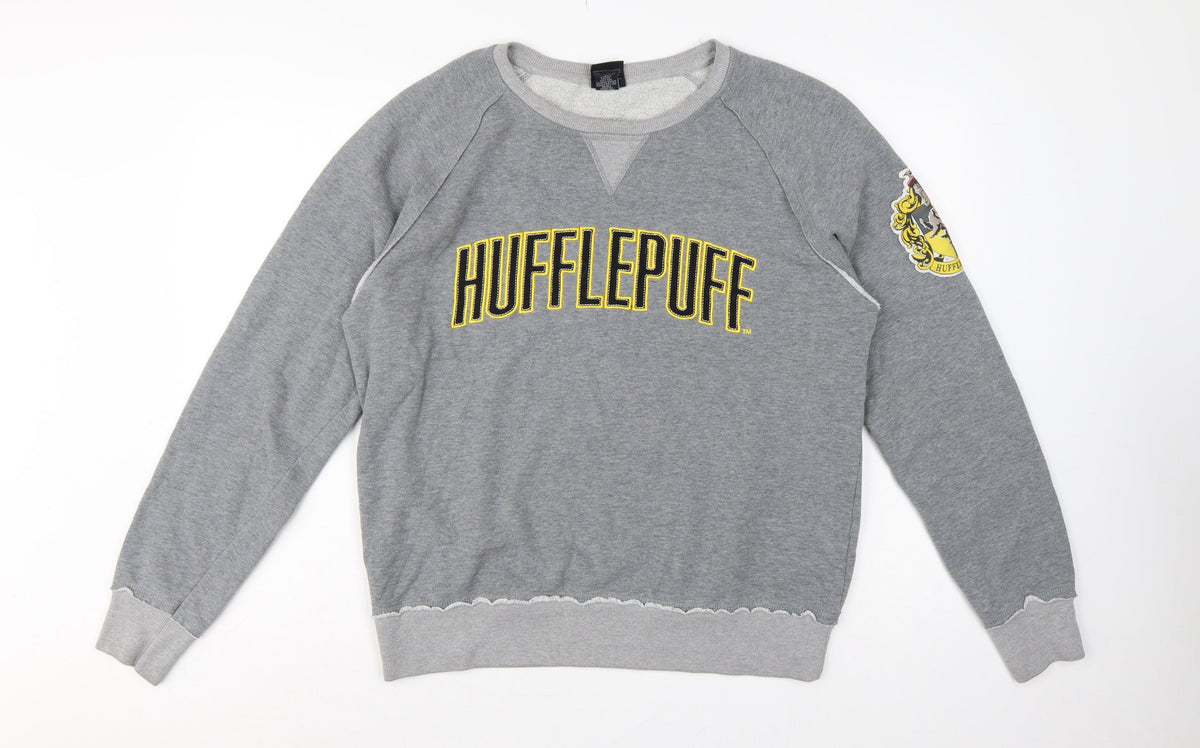 Harry Potter Unisex Grey L Hufflepuff Graphic Pullover Sweatshirt
