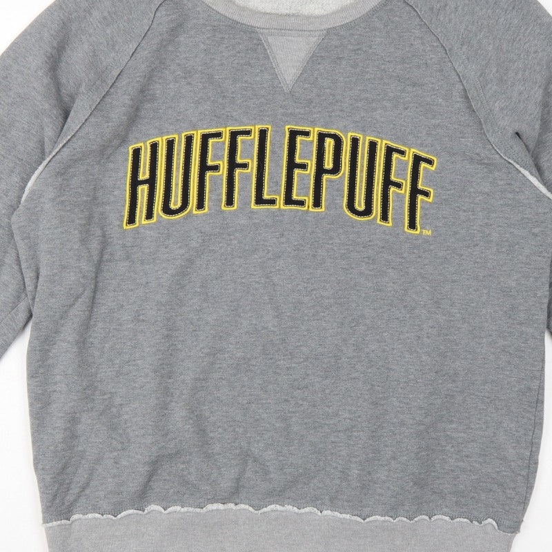 Harry Potter Unisex Grey L Hufflepuff Graphic Pullover Sweatshirt